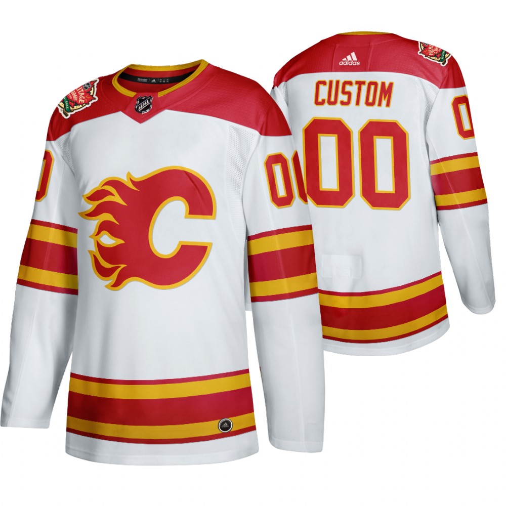 Calgary Flames Custom Men 2019-20 Heritage Classic Authentic White Stitched NHL Jersey